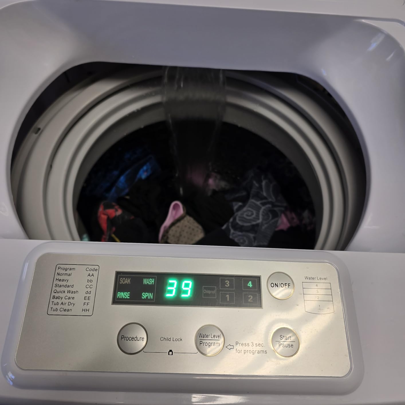 Auertech 18 lbs Portable Washing Machine, Fully Automatic Portable Washer with LED Display, 7 Wash Cycles, 4 Water Levels, Top Load Washing Machine for Apartment, RV, Dorm, Home customer photo 1
