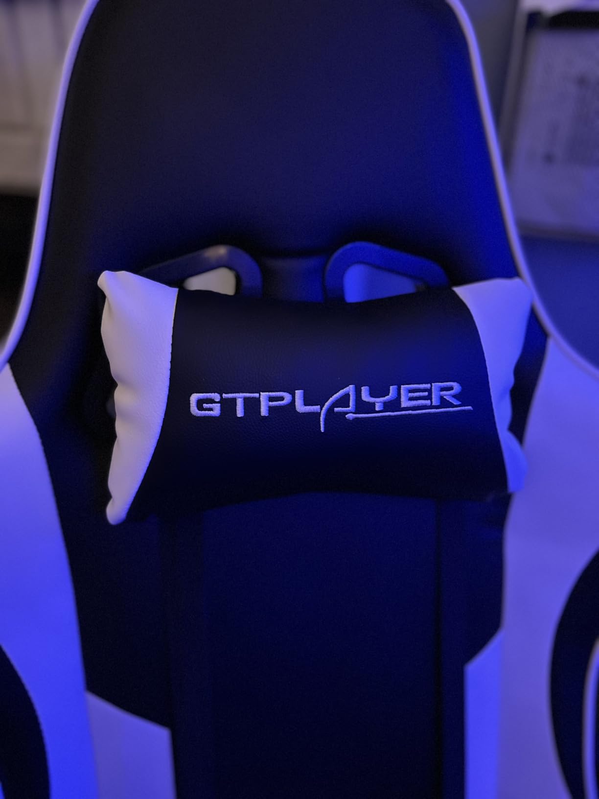 GTPLAYER Gaming Chair, Computer Chair with Footrest and Lumbar Support, Height Adjustable Game Chair with 360°-Swivel Seat and Headrest and for Office or Gaming (Snow White) customer photo 2