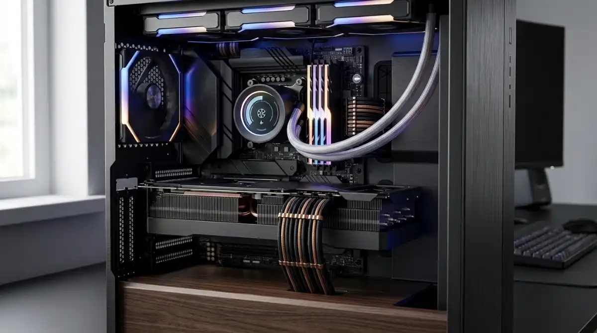 Best AMD CPU for RTX 4090 (2026): Top Picks Tested High-end AMD Ryzen processor installed on a premium gaming motherboard beside an NVIDIA RTX 4090 graphics card inside a custom gaming PC