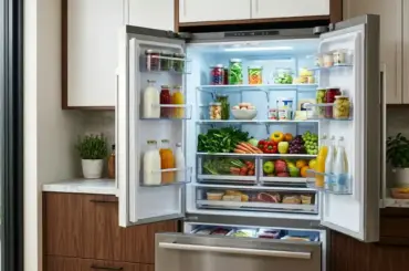Modern refrigerator in a stylish kitchen with premium features and efficient cooling technology