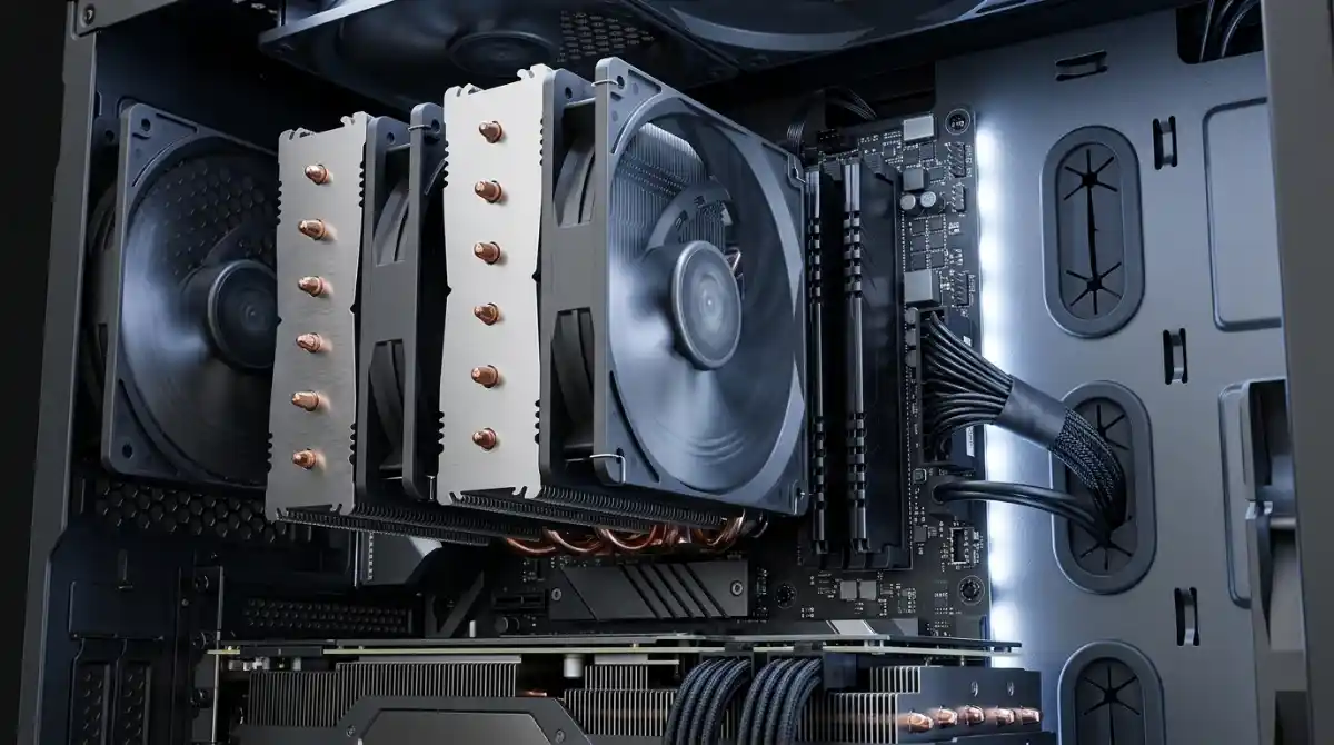 Best CPU Cooler Reddit 2026: 12 Reddit-Approved Coolers Tested High-performance CPU cooler installed on a modern gaming PC motherboard with advanced cooling fans
