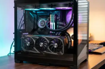High-end gaming PC with RTX 4080 graphics card and powerful processor setup for smooth gaming performance