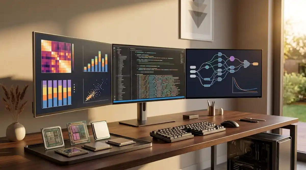 Best CPUs for Data Science 2026: 12 Processors Tested High-performance desktop processors displayed beside a workstation running data science and machine learning workloads