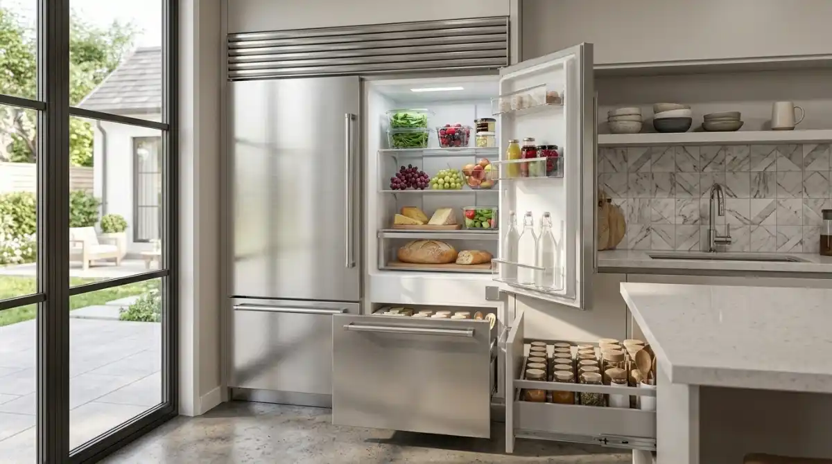 Best Commercial Refrigerator For Home 2026: Complete Guide Commercial refrigerator installed in a modern home kitchen with large storage capacity and professional cooling features