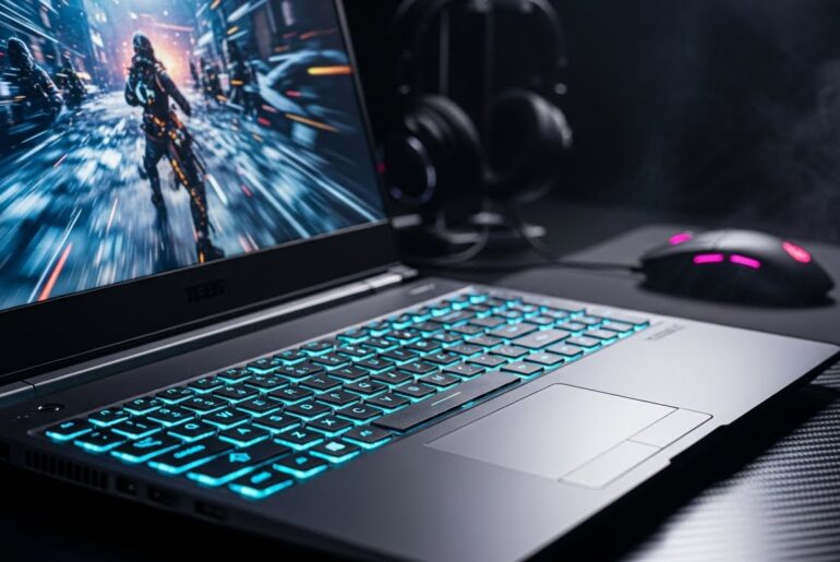 Top-rated RTX 50-series gaming laptops for 2026 comparison table showing GPU TGP and display refresh rates.