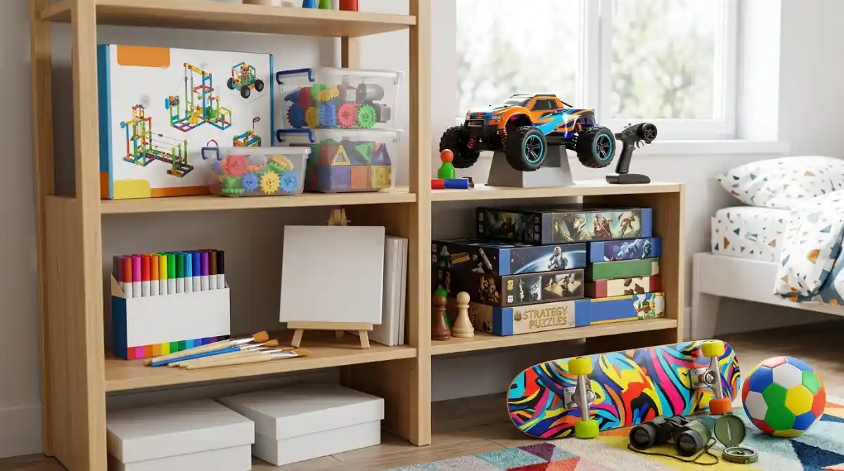 Best Gifts for 8 Year Old Boys: 12 Amazing Toys Collection of fun and educational toys arranged as gift ideas for an eight year old boy