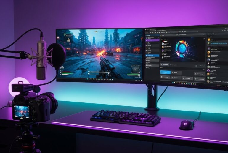 Best 144Hz monitor for streaming on a professional gaming desk.