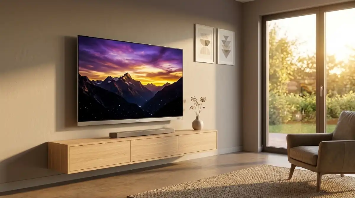 Best OLED 65 Inch TV 2026: 3 Top Models Expert Tested Modern 65-inch OLED television displaying vibrant 4K visuals in a stylish contemporary living room