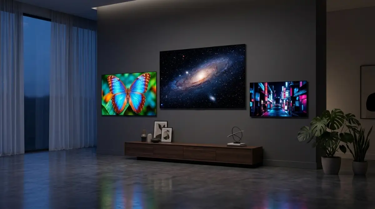 Best OLED TVs (2026): Top 8 Models Tested & Reviewed Modern OLED televisions displaying vibrant colors and deep blacks in a premium living room setup