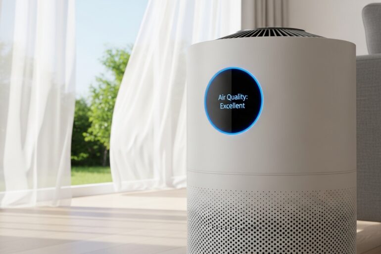 Top-rated smart air purifiers for 2026 comparison table showing HEPA grades and Matter support.