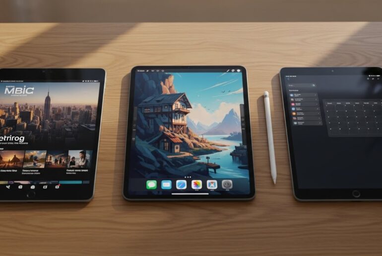 Top 9 best tablets under $500 for [cy] showing iPad and Android models on a desk.