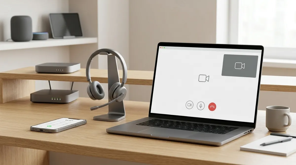 Best VoIP Service for Personal Use (2026): 8 Tested Picks Person using a VoIP calling service on a smartphone and laptop with a modern home communication setup
