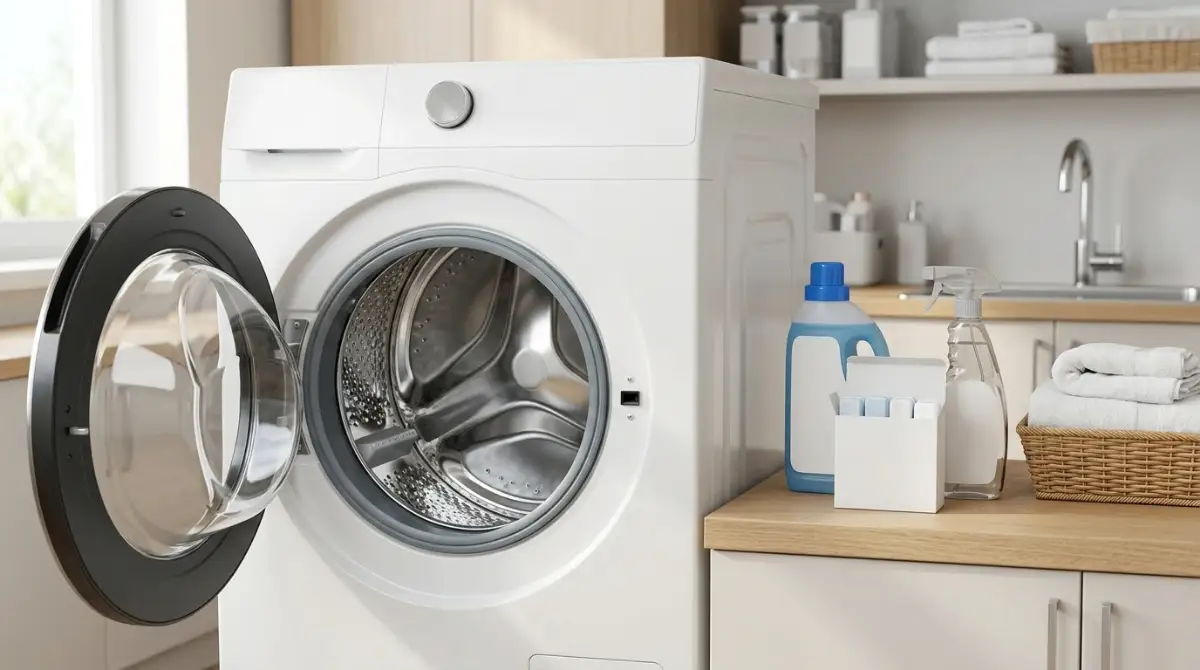 Best Washing Machine Cleaners 2026: 8 Products Tested Washing machine cleaner products with a clean washing machine drum showing effective laundry appliance maintenance