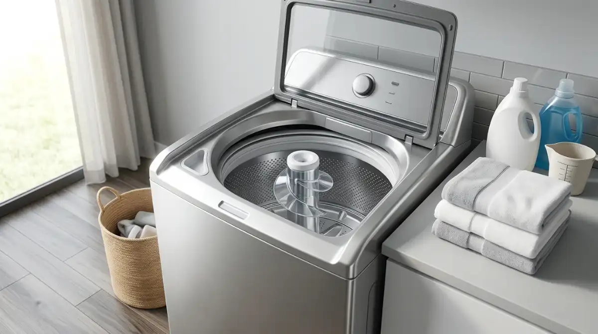 Best Washing Machines with Agitator (2026): Top 10 Picks Modern top-load washing machine with a center agitator in a bright, clean laundry room with laundry baskets and folded clothes