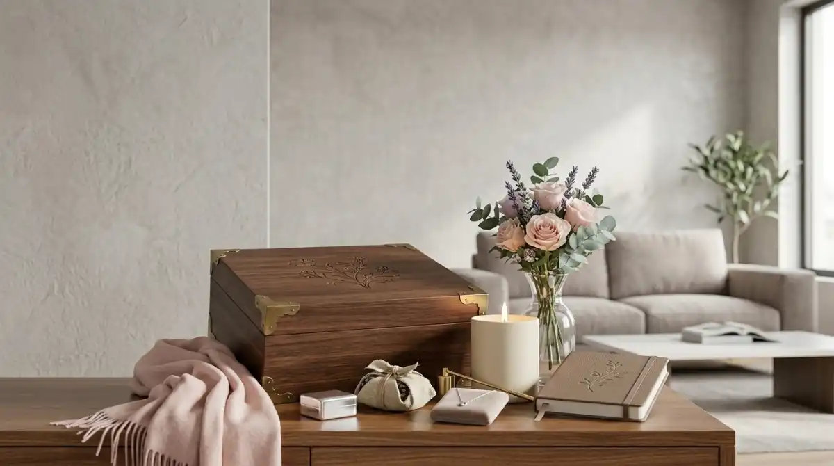 Gifts For The Woman Who Wants Nothing: 12 Thoughtful Ideas Thoughtful gift ideas for a woman displayed with elegant presents, flowers, and lifestyle accessories on a cozy table