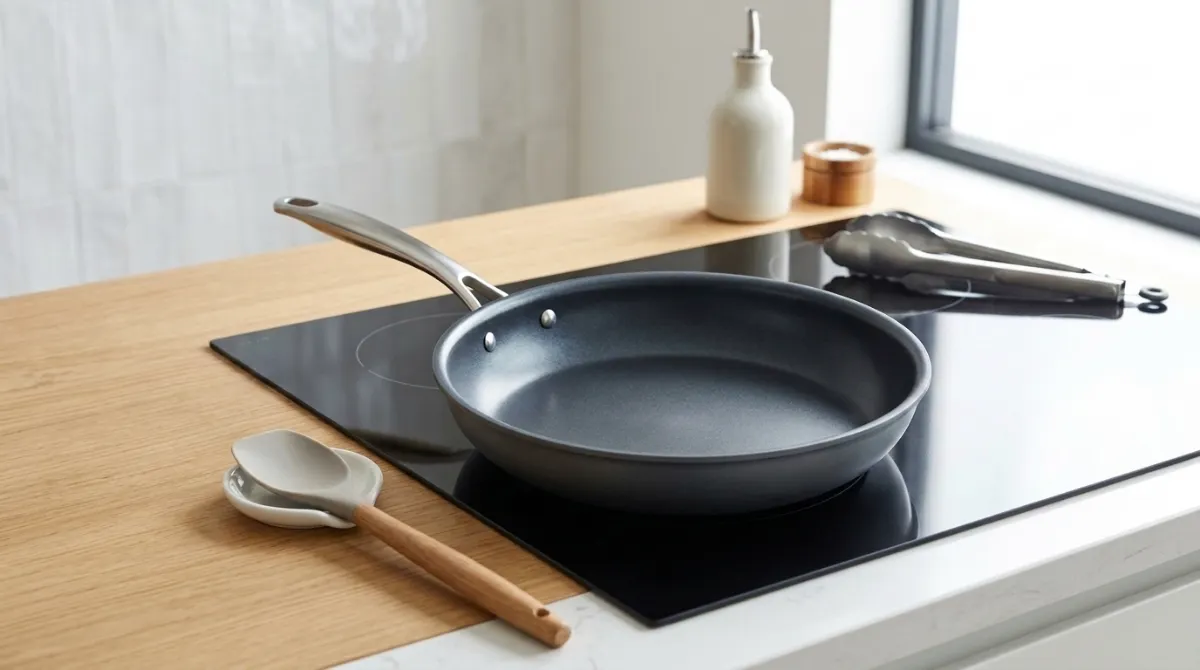 Best Nonstick Pans (2026): 10 Expert-Tested Skillets Premium nonstick skillet on a modern kitchen stovetop with fresh ingredients prepared for cooking