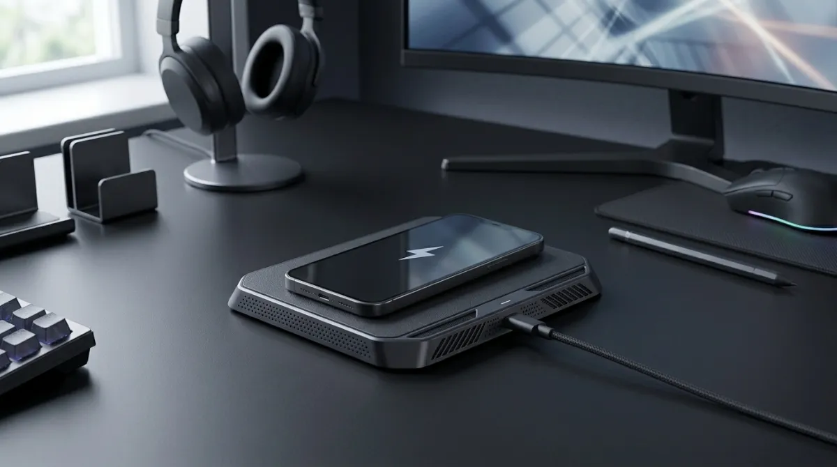 Best Wireless Chargers (2026): 10 Models Tested for Speed Modern wireless charger powering a smartphone on a clean desk with fast charging accessories nearby