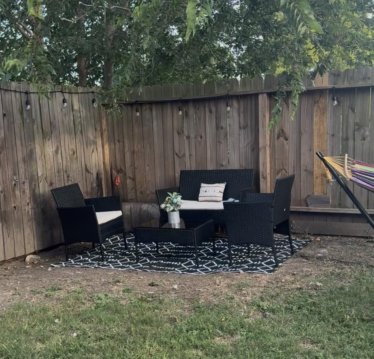 FDW 4-Piece Patio Furniture Set | Black | Outdoor Wicker Furniture with Coffee Table | Modern Rattan Chairs Conversation Set | Outdoor Seating | Weather-Resistant | for Porch, Garden, Lawn customer photo 2