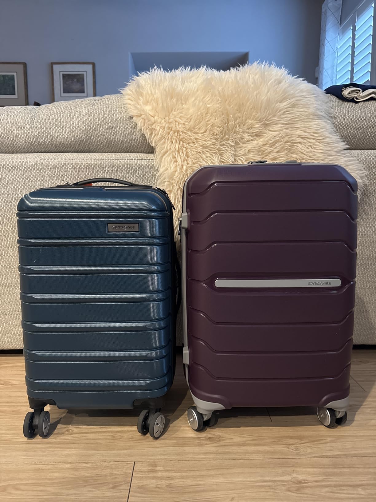 Samsonite Freeform 2-Piece Luggage Set - Carry-On & Large Checked Luggage with Dual Spinner Wheels - Durable Polypropylene Hardshell - TSA Lock, Airline-Approved - Expandable Hard Shell - Navy customer photo 1
