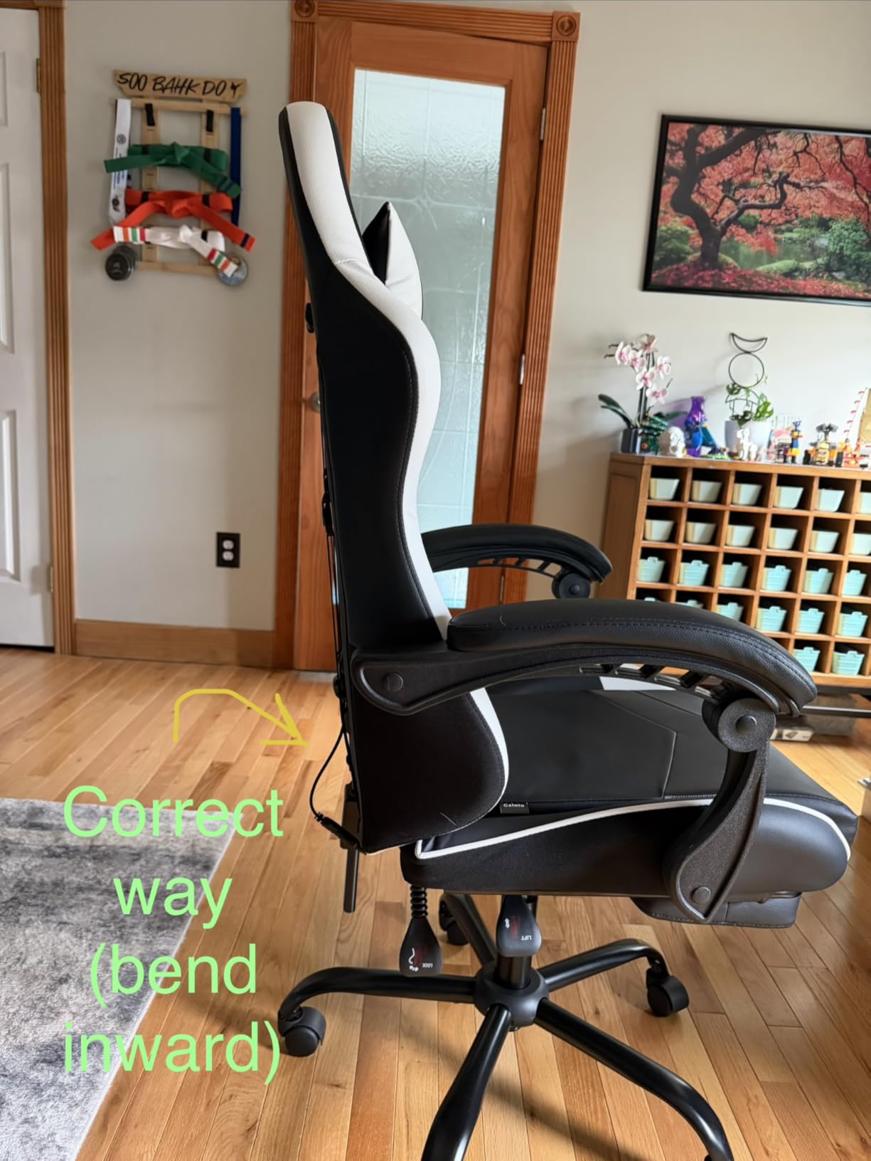 Gaming Chair with Footrest Racing Style Lumbar Support Massager Video Game Chair with Metal Legs, High Back Reclining Gamer Chair with Headrest, 360 Degree Swivel Office Computer Desk Chair (White) customer photo 1
