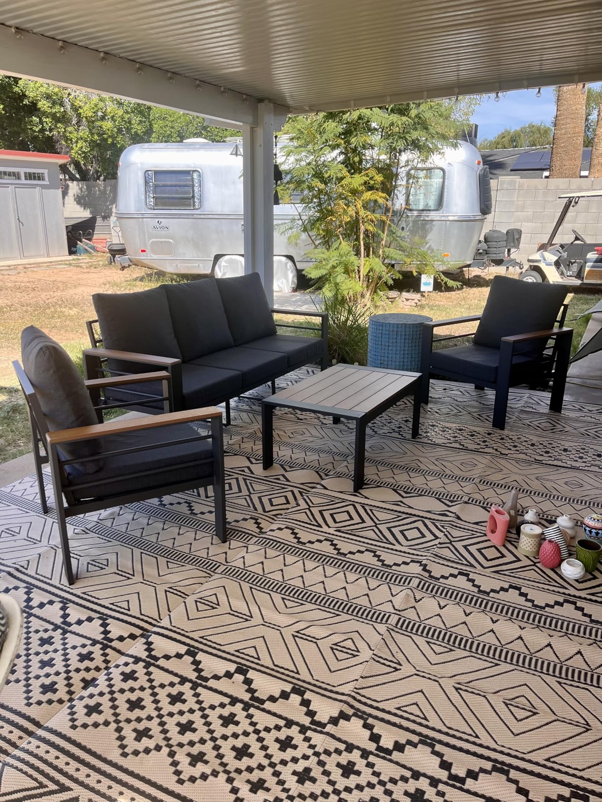 Aoxun Aluminum Outdoor Patio Furniture Set, 5 Seats Outdoor Sectional with Coffee Table, Patio Conversation Sets with Upgraded Armrests and Cushions for Backyard, Garden and Poolside customer photo 2