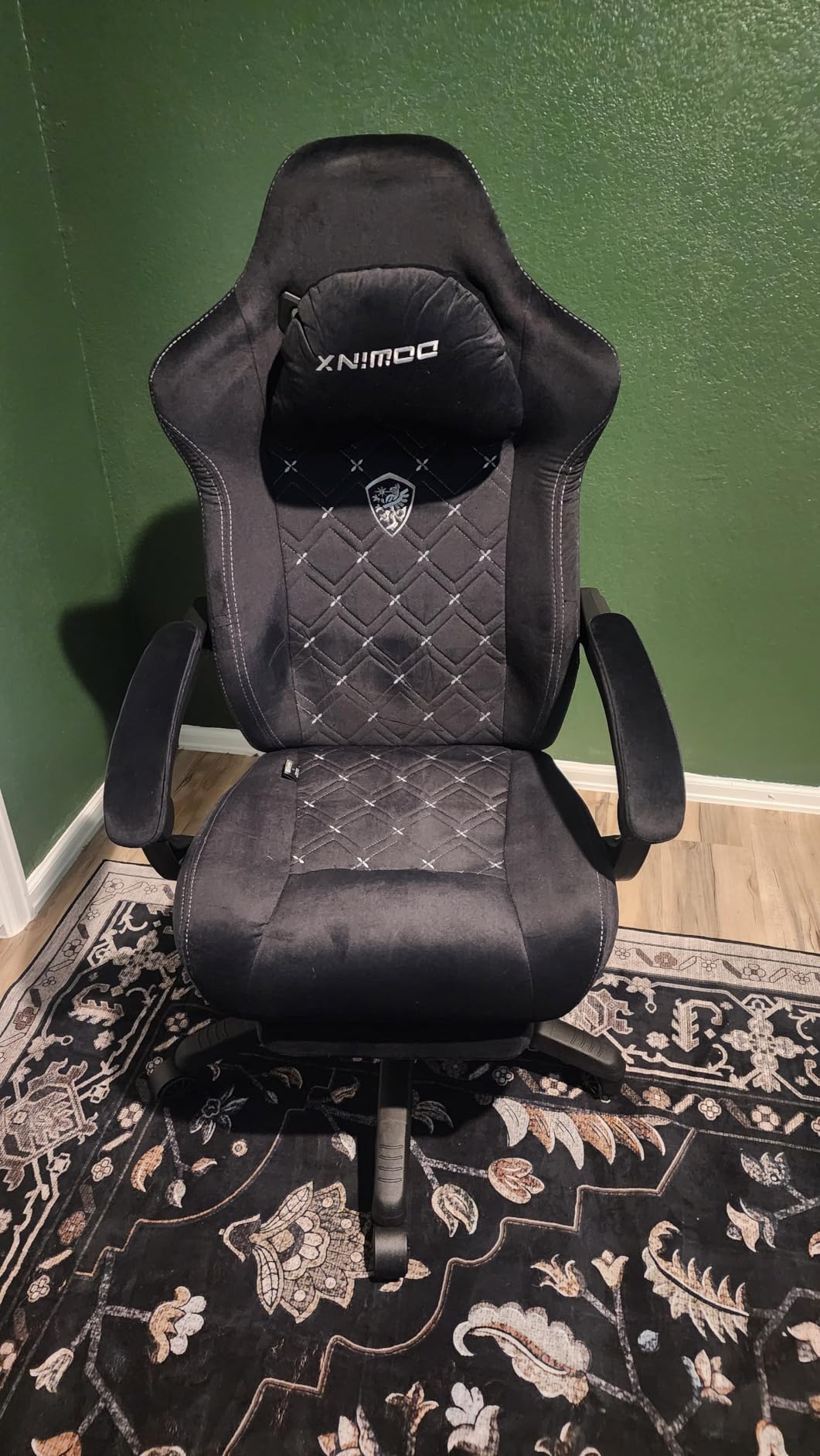 Dowinx Gaming Chair with Heated Massage Lumbar Support,Big and Tall Fabric Gaming Chairs for Adults with Footrest, Ergonomic Computer Game Chair with Poket Spring Cushions, 350lbs, Green customer photo 1