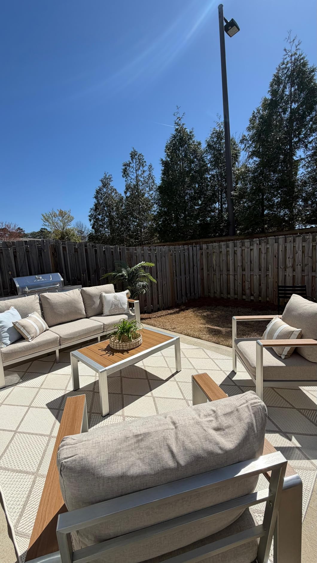 Aluminum Outdoor Patio Furniture Set with Coffee Table, 4 Piece Patio Conversation Sets with Washable Thick Cushions, Outdoor Sectional Furniture Set for Poolside, Balcony, Deck, Gray customer photo 2