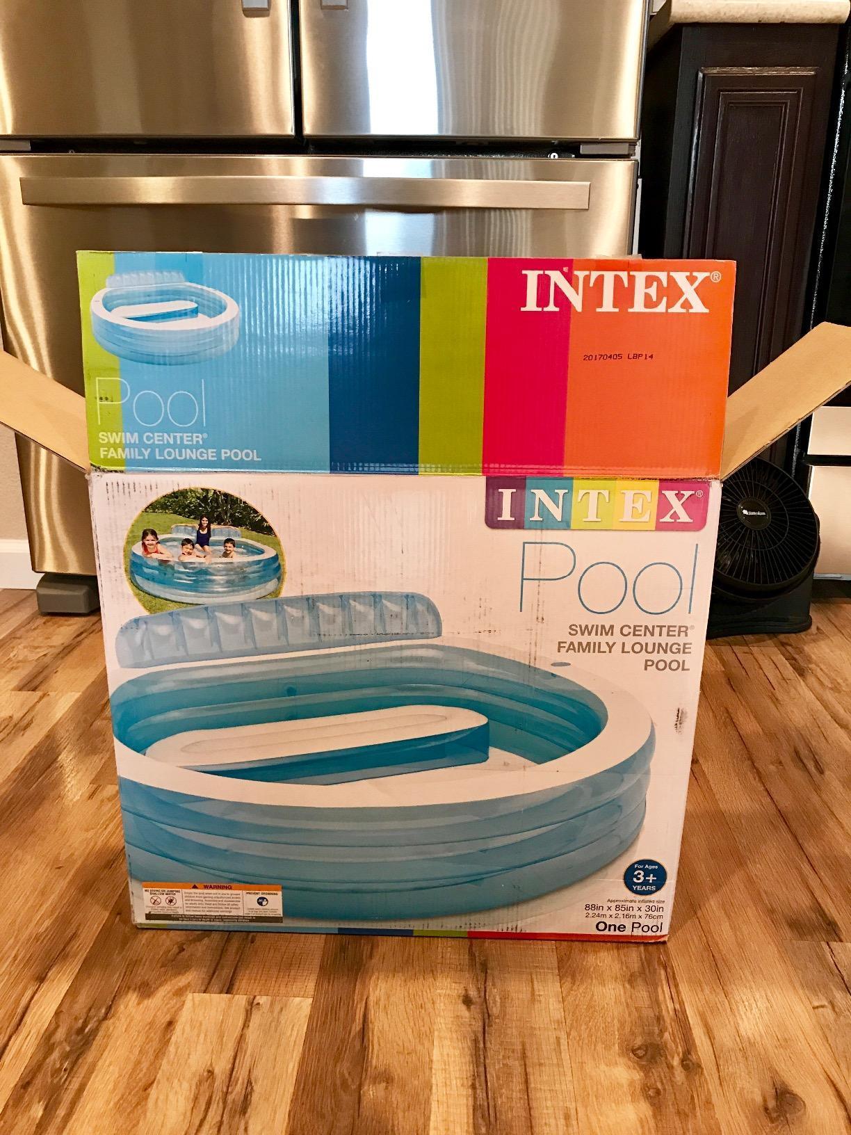 INTEX Swim Center Inflatable Family Lounge Pool: Built-In Bench - Cup Holder - 156 Gallon Capacity - 90