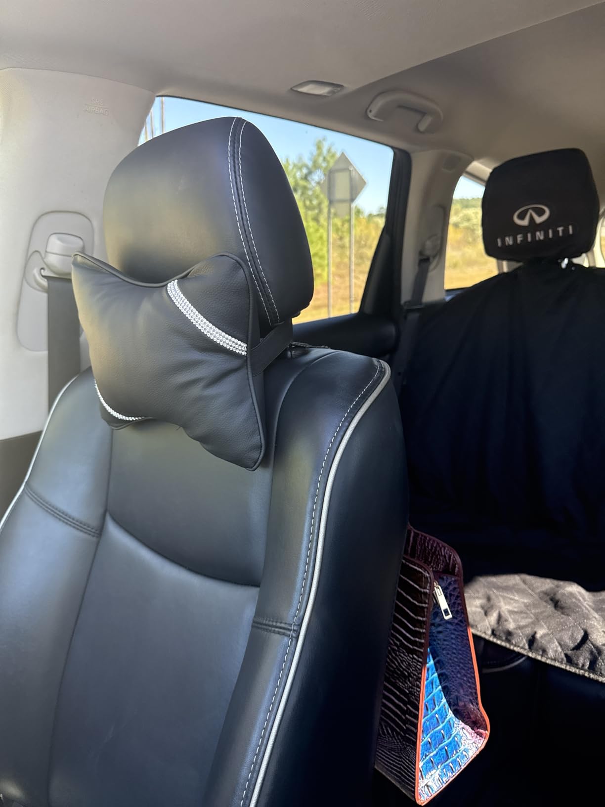 Car Neck Pillow 2 PCS, Universal Soft Breathable Leather Car Neck Pillow Comfortable Head Neck Rest Support Cervical Pillow for Travel Car Seat Driving & Home customer photo 1
