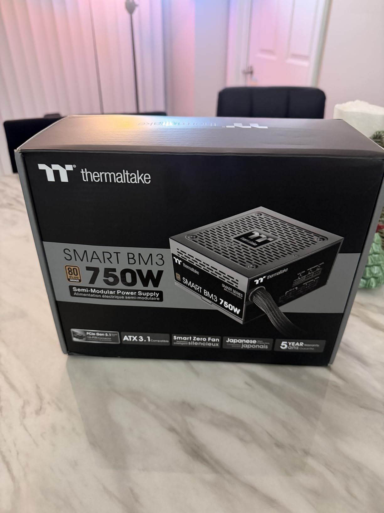 Thermaltake Smart BM3 750W 80Plus Bronze ATX 3.1 & PCIE 5 Ready Semi-Modular Power Supply, 105°C/221°F Japanese Capacitor, 5 Year Warranty, PS-SPD-0750MNFABU-3 customer photo 1