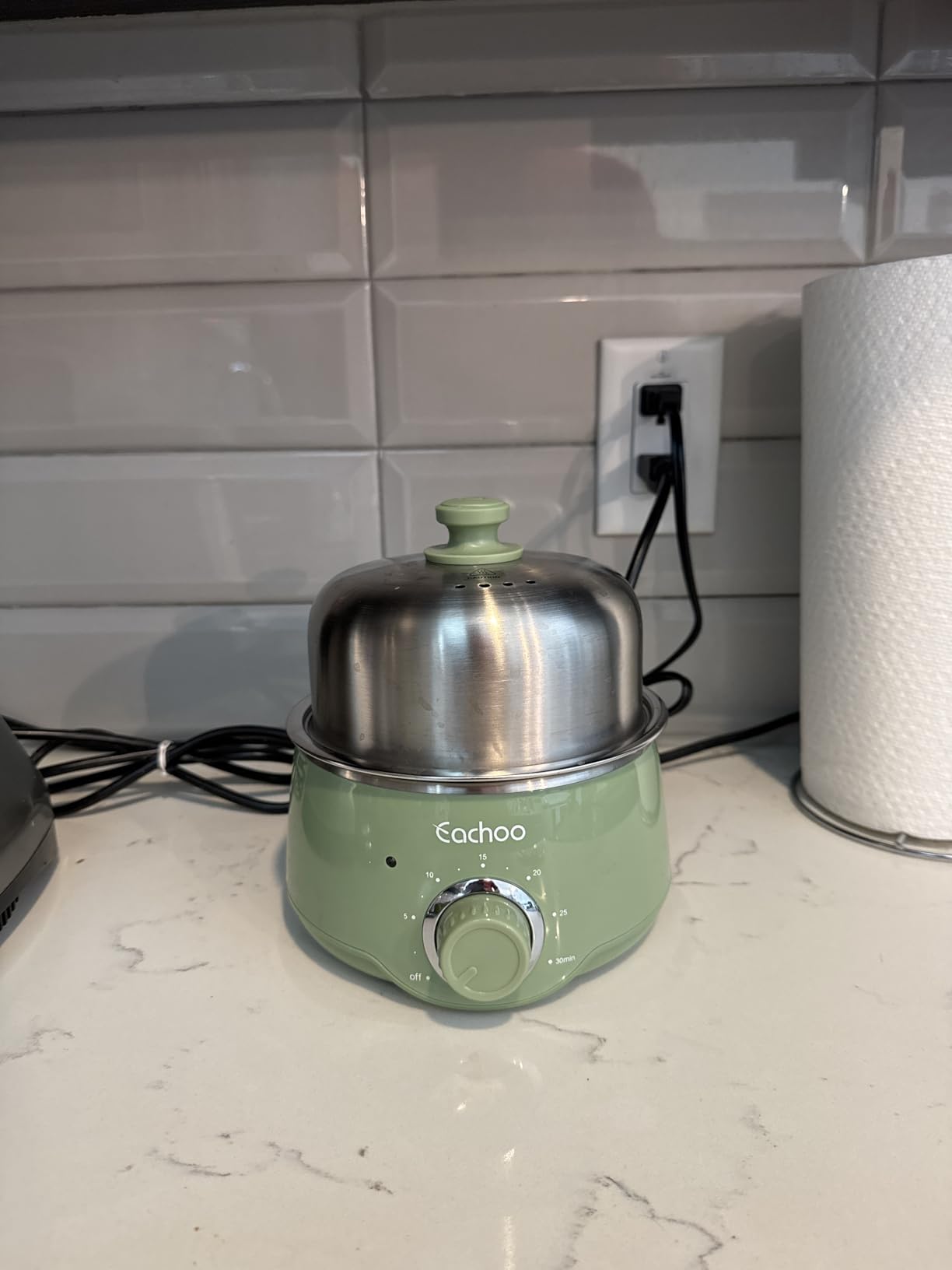Hard Boiled Egg Cooker - CACHOO 14-Egg Rapid Stainless Steel Egg Boiler with 30-Min Timer & Auto Shut Off, Compact Electric Vegetable Steamer for Cooking, Dishwasher Safe, Beige customer photo 1