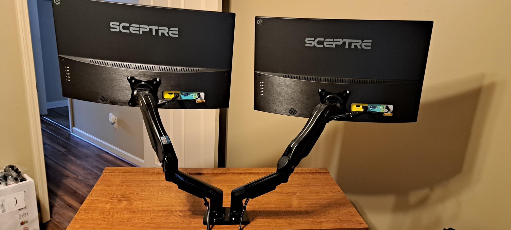 HUANUO FlowLift Dual Monitor Stand, Fully Adjustable Gaming Monitor Desk Mount for 13-32