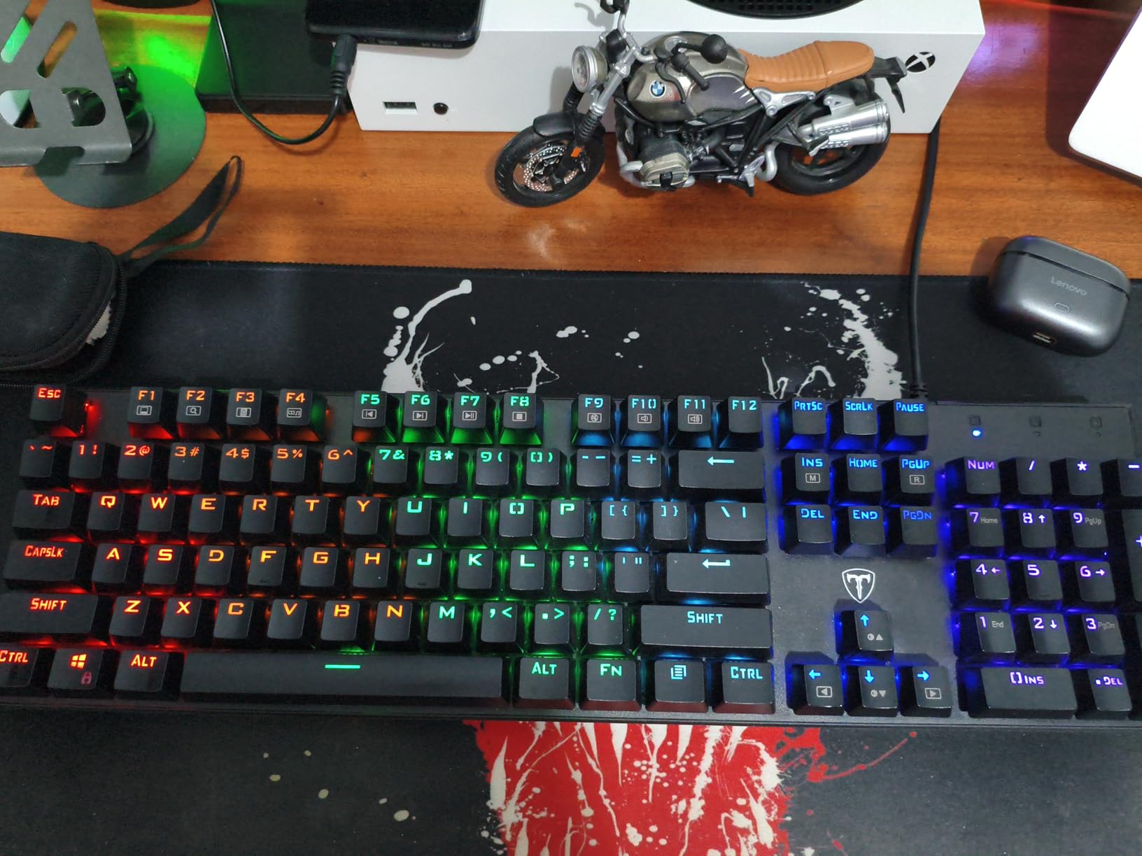 RisoPhy Mechanical Gaming Keyboard, RGB 104 Keys Ultra-Slim LED Backlit USB Wired Keyboard with Blue Switch, Durable ABS Keycaps/Anti-Ghosting/Spill-Resistant Computer Keyboard for PC Mac Xbox Gamer customer photo 2