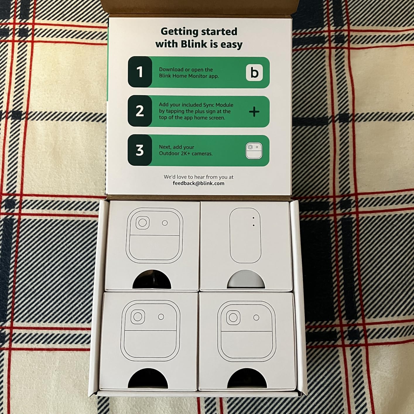 Blink Outdoor 2K+ (newest model) - Wireless smart security camera, 2K video resolution, enhanced audio, two-year battery. Sync Module Core included - 5 camera system (Black) customer photo 2