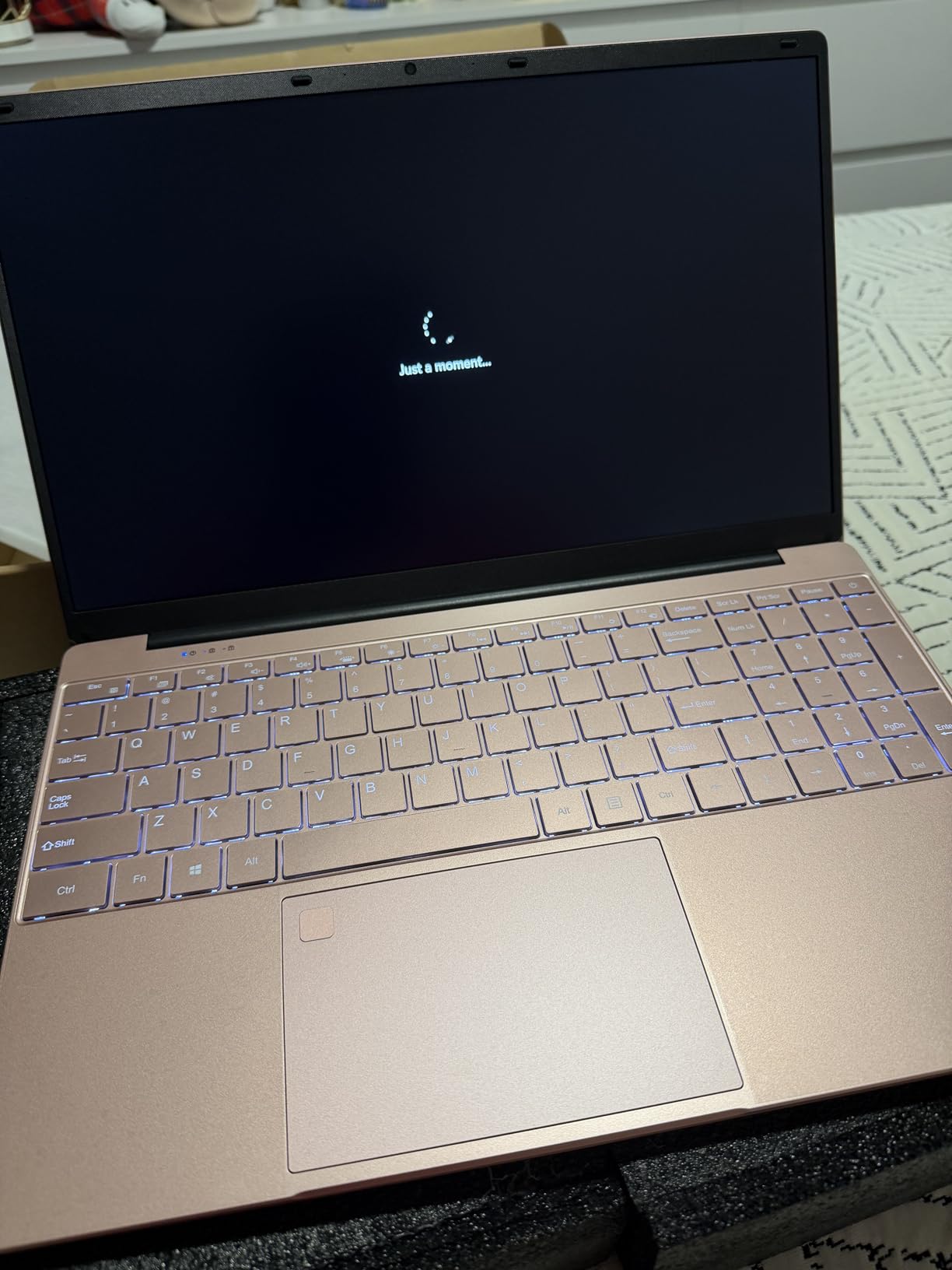 Student Laptop 15.6 Inch, Lightweight Notebook with 8GB RAM 256GB SSD, FHD IPS Display, Backlit Keyboard & Fingerprint Login, Rose Gold Portable Computer for School & Daily Use customer photo 1