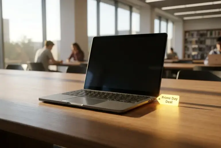 A budget student laptop featuring a high-brightness display and slim-bezel design, featured for the Amazon Prime Day tech sale.