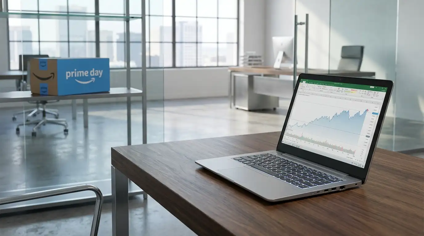 12 Best Business Laptops Prime Day 2026 – Top Picks A high-performance business laptop on an executive desk with a Prime Day logo, representing the best professional computer deals of the year.