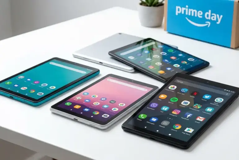 A collection of budget-friendly Android tablets on sale for Prime Day, showcasing affordable technology options for shoppers.