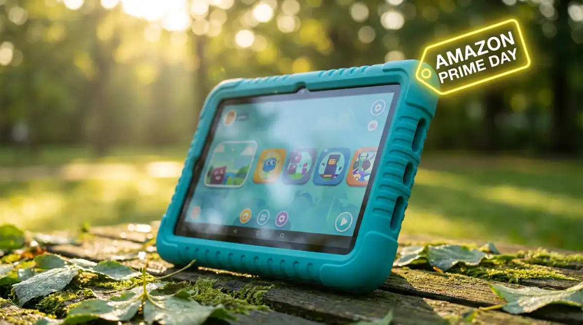 10 Best Kids Tablet Deals 2026: Amazon Prime Day Early Picks A kids' tablet featuring a high-brightness 800-nit display and a 2-meter drop-rated rugged case, showcased as a top early deal for Amazon Prime Day.